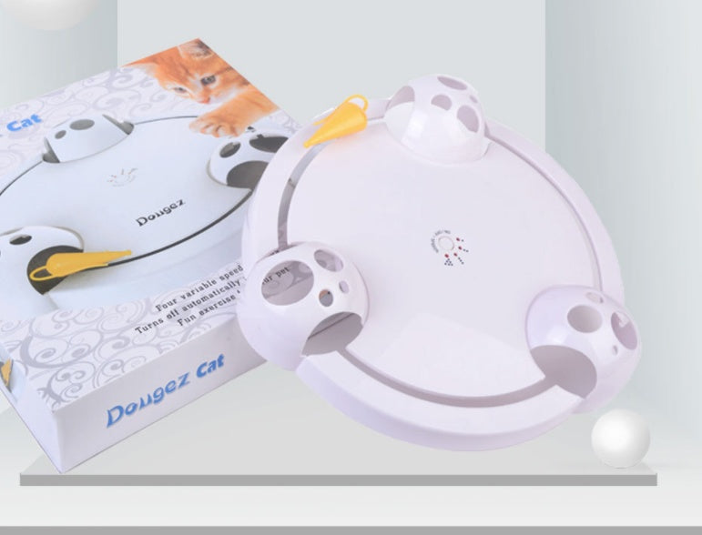 Electric Cat Toy Wheel Crazy White Cat Catching Mouse Automatic Turntable Cats Toys