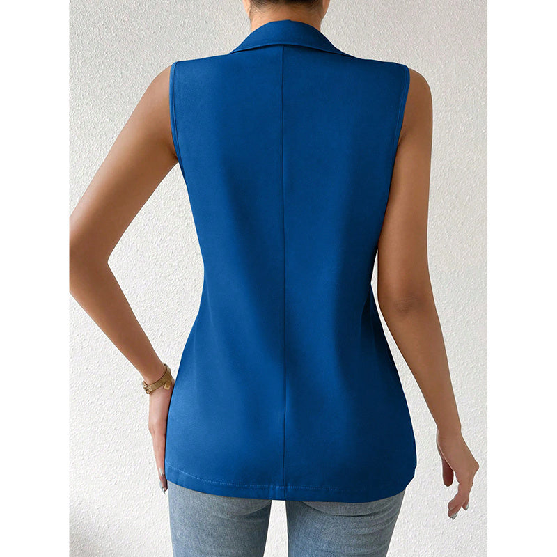 Women's Sleeveless Vest Blazer Casual Open Front Work Office Tops Jacket