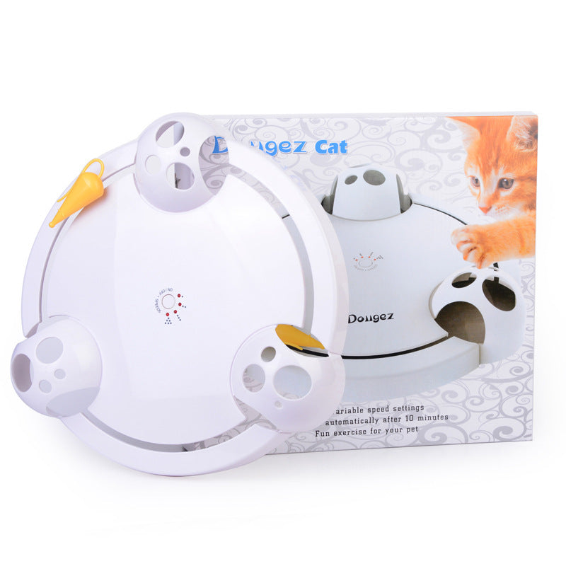Electric Cat Toy Wheel Crazy White Cat Catching Mouse Automatic Turntable Cats Toys